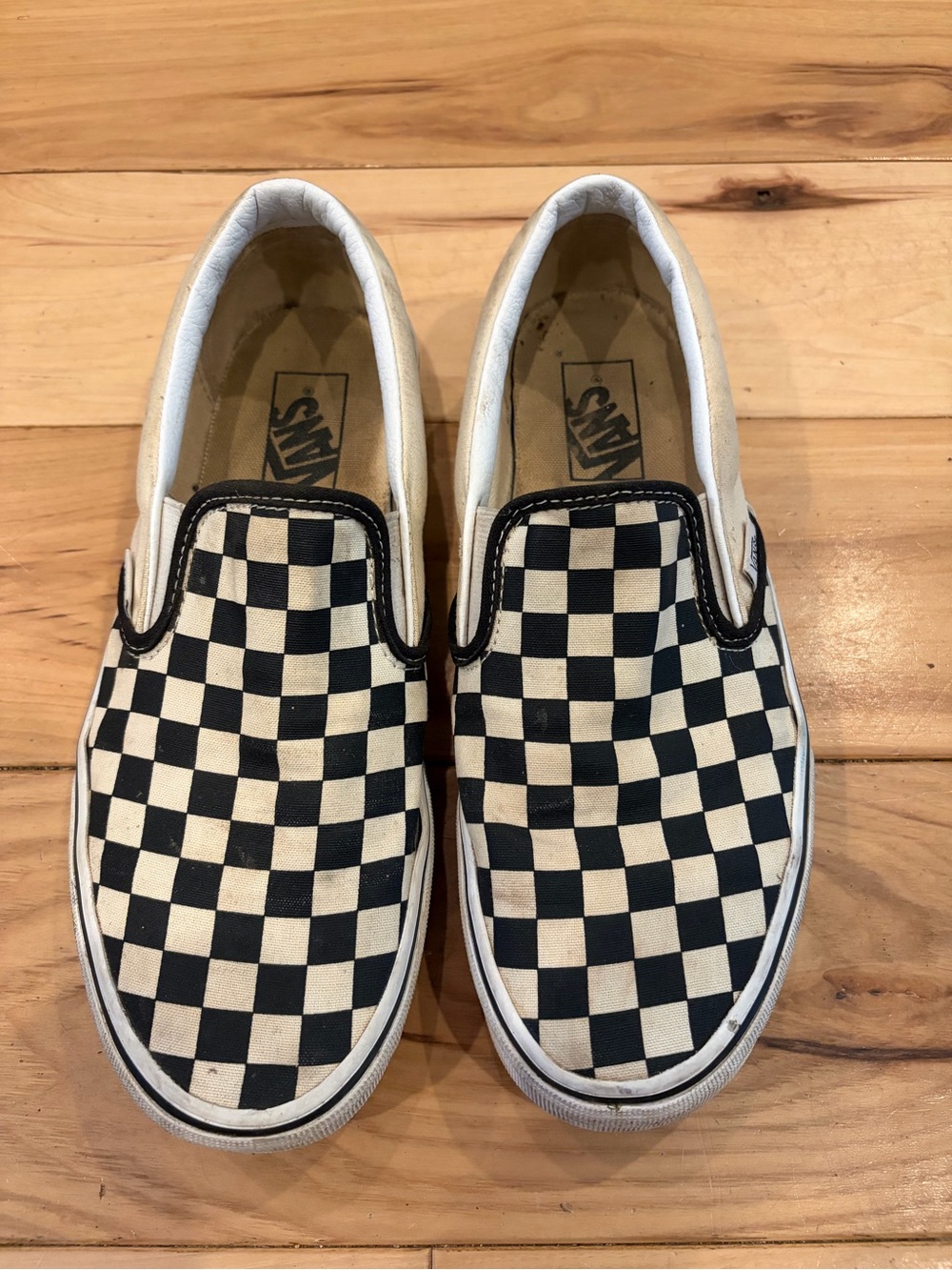 Vans Classic Slip-On Checkerboard Shoes - Black/White